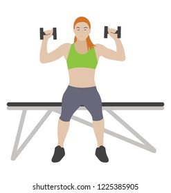 
Dumbbells exercise flat icon design, bicep muscles 
