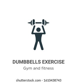 Dumbbells exercise glyph icon vector on white background. Flat vector dumbbells exercise icon symbol sign from modern gym and fitness collection for mobile concept and web apps design.