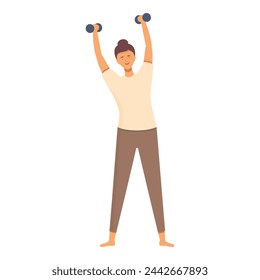 Dumbbells exercise icon cartoon vector. Massage therapy. Health clinic moving