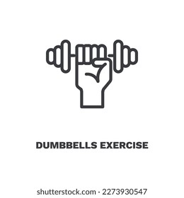 dumbbells exercise icon. Thin line dumbbells exercise icon from Fitness and Gym collection. Outline vector isolated on white background. Editable dumbbells exercise symbol can be used web and mobile