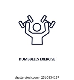 dumbbells exercise outline icon.  Thin line icon from gym and fitness collection. Editable vector isolated on white background