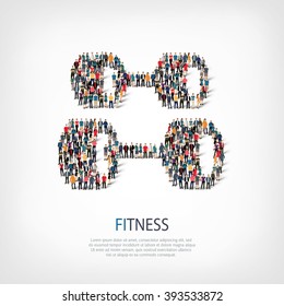 dumbbells fitness people vector
