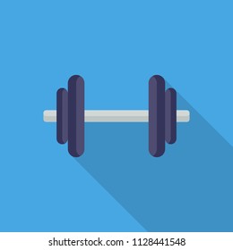 Dumbbells flat icon isolated on blue background. Simple Dumbbell symbol in flat style. GYM and fitness equipment Vector illustration for web and mobile design.