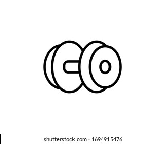 Dumbells flaches Symbol. Leuchtende Zeichen für Design-Logo, Visitenkarte usw. Einmaliges, qualitativ hochwertiges Umrisssymbol für Webdesign oder mobile App. Piktogramm-Umrisse der Dumbells.