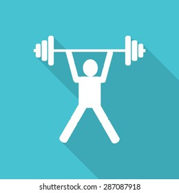 Dumbbells flat icons with long shadow.