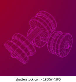Dumbbells Gym equipment. Bodybuilding, powerlifting, fitness concept. Wireframe low poly mesh vector illustration