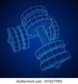 Dumbbells Gym equipment. Bodybuilding, powerlifting, fitness concept. Wireframe low poly mesh vector illustration