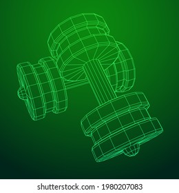 Dumbbells Gym equipment. Bodybuilding, powerlifting, fitness concept. Wireframe low poly mesh vector illustration