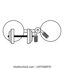 dumbbells gym equipment isolated black and white