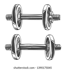 dumbbells, icon cartoon hand drawn vector illustration sketch