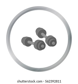 Dumbbells icon in cartoon style isolated on white background. Boxing symbol stock vector illustration.