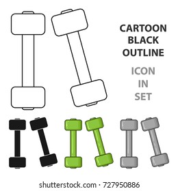 Dumbbells icon in cartoon style isolated on white background. Sport and fitness symbol stock vector illustration.