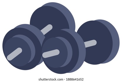 Dumbbells icon. Cartoon vector illustration isolated on white background. Muscle building equipment, sports heavy object for fitness and bodybuilding. Metal weightlifting shape for body modeling