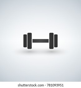 Dumbbells icon. Fitness sport symbol. Gym workout equipment. Circle buttons with flat sign. Vector