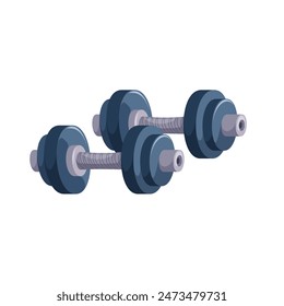 Dumbbells icon. Gym equipment for workout. Training accessories for sport club or home exercises. Bodybuilding, weightlifting. Isolated flat vector illustration.