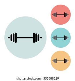 dumbbells icon isolated vector sign symbol, on blue, red, yellow background. Sport elements. Can be used in logo, UI and web design