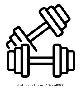 Dumbbells icon. Outline dumbbells vector icon for web design isolated on white background