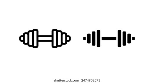 Conjunto de iconos de mancuernas. Ilustración plana del icono de Vector