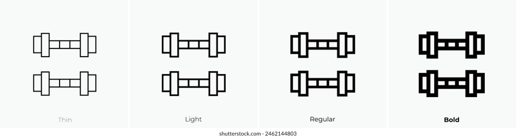 dumbbells icon. Thin, Light Regular And Bold style design isolated on white background
