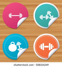 Dumbbells icons. Fitness sport symbols.