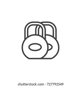 Dumbbells line icon, outline vector sign, linear style pictogram isolated on white. Symbol, logo illustration. Editable stroke