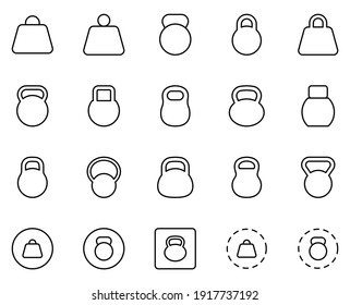Dumbbells line icon set. Collection of vector symbol in trendy flat style on white background. Dumbbells sings for design.