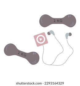 Perros y un músico. Concepto de deportes activos. Ilustración de material vectorial aislada en fondo blanco.