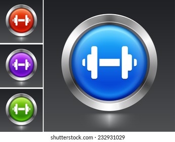 Dumbbells on Blue Round Button