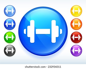 Dumbbells on Blue Round Button