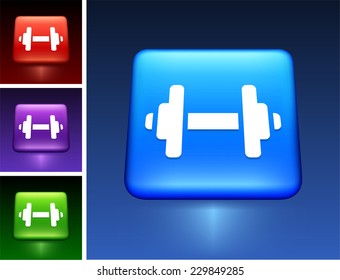Dumbbells on Blue Square Button