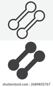 Dumbbells pair different style icon set. Line and glyph version, outline and solid editable stroke vector icon. Fitness exercise equipment symbol illustration.