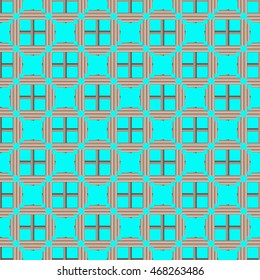Dumbbells seamless pattern on bright blue background