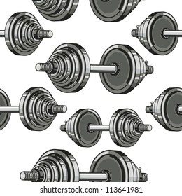 Dumbbells Seamless Pattern. Vector Illustration