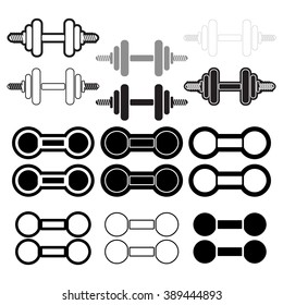 Dumbbells.
Set inventory for Exercise,flat, graphic design icons.