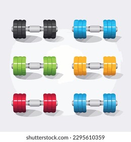 Dumbbells set vector illustration isolated on white