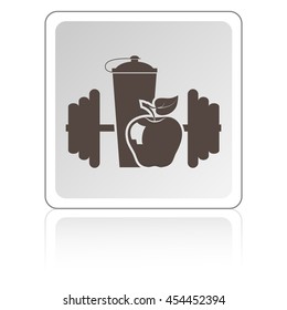 Dumbbells, shaker, sports nutrition, apple,
