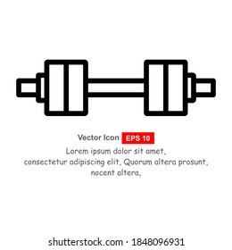 Dumbbells single icon. Black vector outline pictogram for web design. Isoleted sign for website on whiite background. Flat monochrome life style symbol.