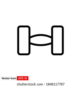 Dumbbells single icon. Black vector outline pictogram for web design. Isolated sign for website on white background. Flat monochrome life style symbol.