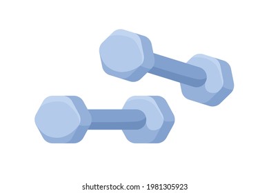 Dumbbells for sports exercises with free weights. Dumbells for home and gym workout. Athletic equipment for strength training. Colored flat vector illustration isolated on white background