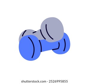 Dumbbells, for sports exercises with free weights, two light weights for muscle strength exercise, gym workout, athletic equipment for strength training, dumbbells for power flat vector illustration.