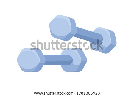 Dumbbells for sports exercises with free weights. Dumbells for home and gym workout. Athletic equipment for strength training. Colored flat vector illustration isolated on white background