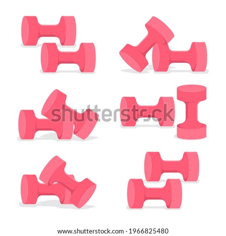Dumbbells vector cartoon set isolated on a white background.