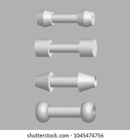 Dumbbells vector geometry shapes
 on white background