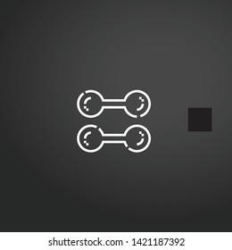 Dumbbells vector icon. Dumbbells concept stroke symbol design. Thin graphic elements vector illustration, outline pattern for your web site design, logo, UI. EPS 10.