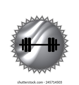 dumbbells - Vector icon on  round sticker