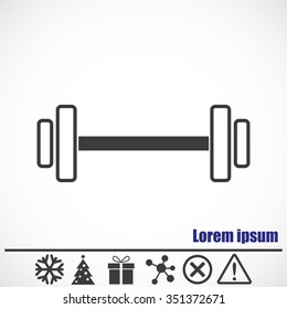 Dumbbells  vector icon.Bonus icons: snowflake, Christmas tree,gift,molecule,delete icon and Hazard warning attention sign.