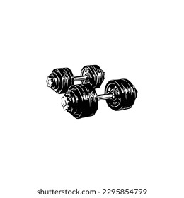 Dumbbells, Dumbbells Vector, Dumbbells isolated, Gym equipment, Gym equipment isolated, Gym equipment vector, Gym equipment Dumbbells silhouette.