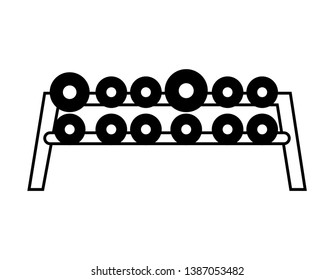 dumbbells weight lifting in platform equipment