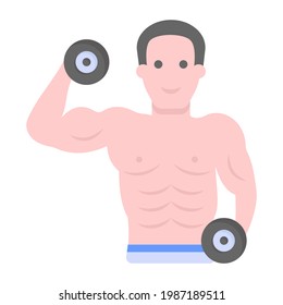 Dumbbells workout in flat editable vector 