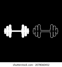 Dumbell Dumbbell disco equipo de entrenamiento de peso icono de color blanco ilustración vector estilo plano simple conjunto de imágenes